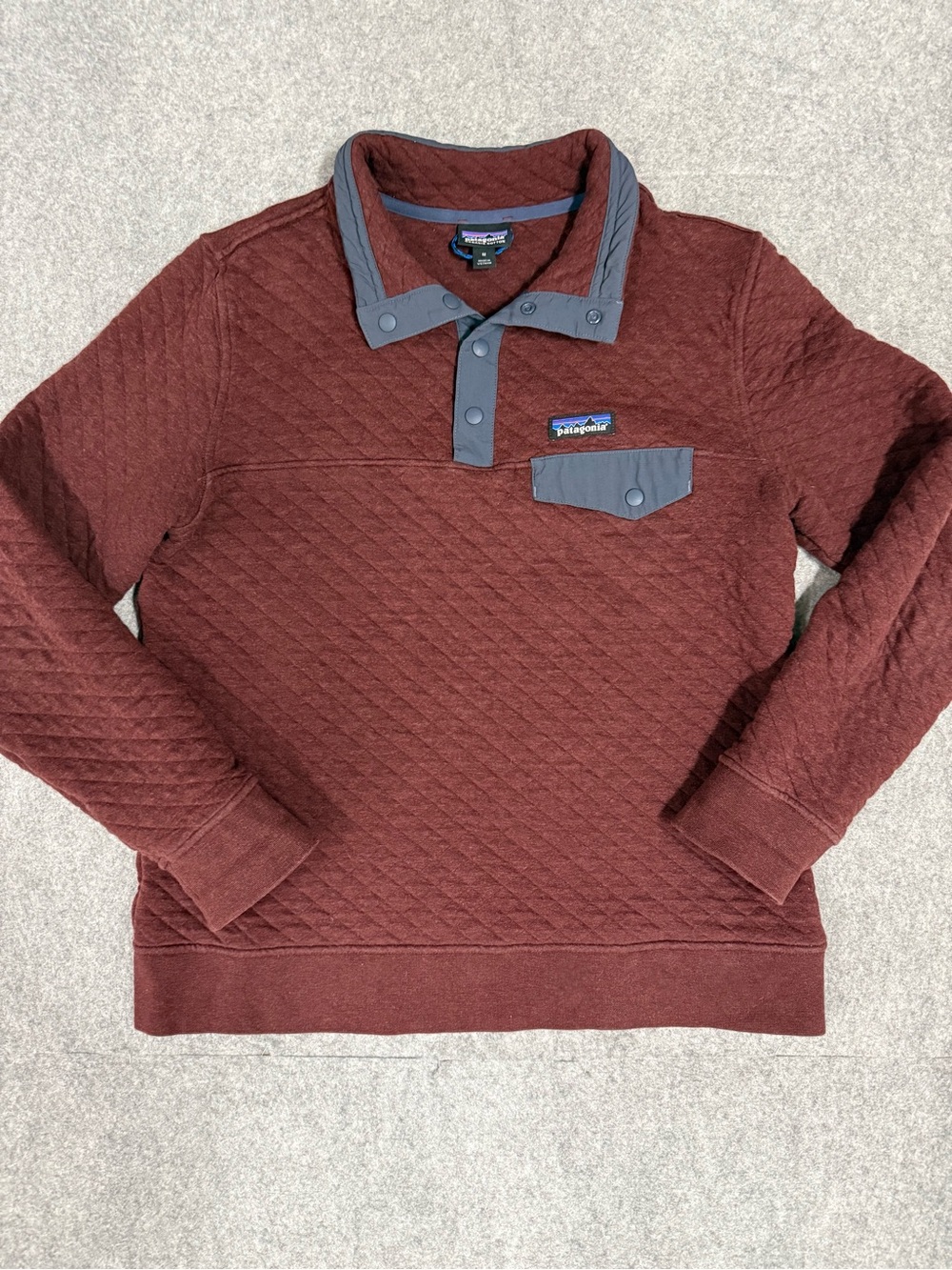 Patagonia Quilted Snap-T Pullover Sweatshirt Medium Burgundy
